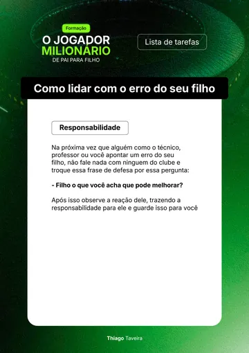 Folha de tarefa da aula Como lidar com o erro do seu filho